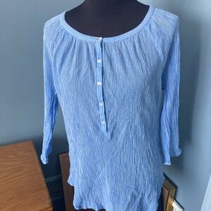 Chaps Light Blue and white striped Relaxed 3/4 Sleeve Blouse size extra large